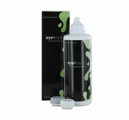 eye2 extra Multifunktionsloesung mit Hyaluron (1x360ml + 1 flacher Behälter)